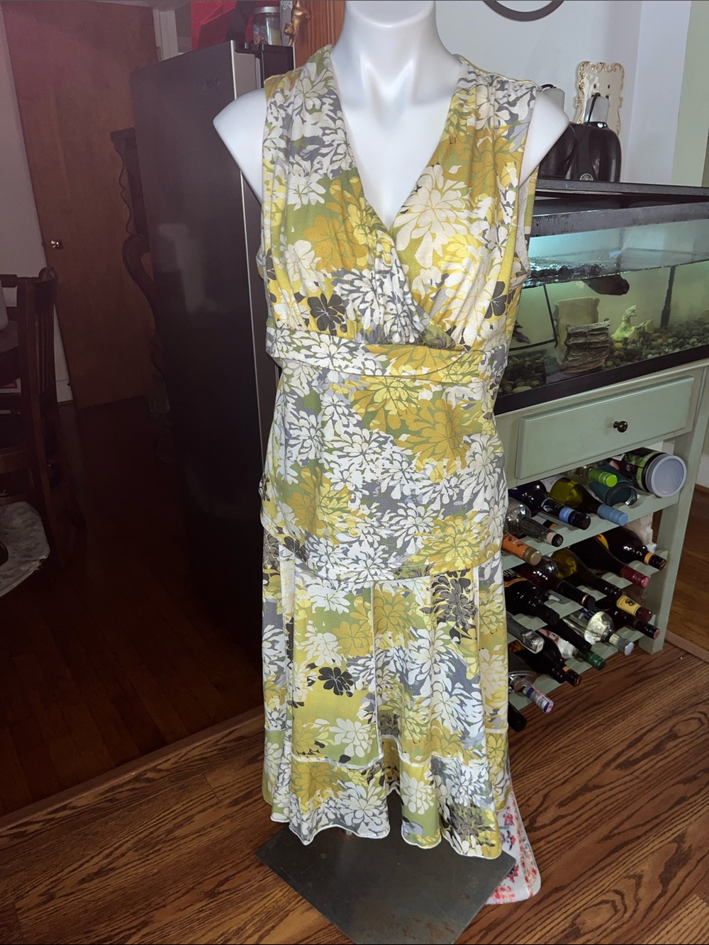 Floral Yellow V-Neck Midi Dress - Picture 1 of 2